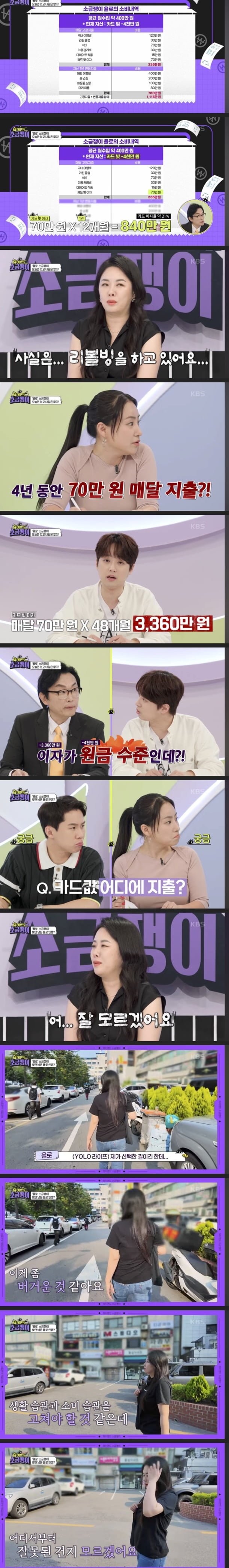 월 수입 400만 욜로여성 카드값