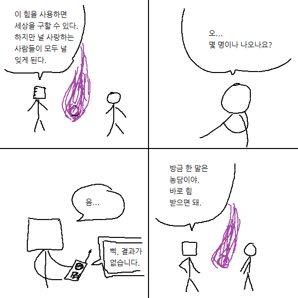 이 힘을 사용하면 세상을 구할수 있지만 널 사랑하는 사람이 모두 널 잊게 된다