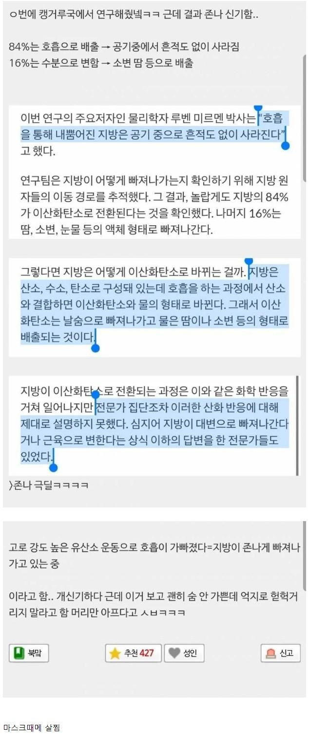 살 빠질 때 지방은 어디로 사라질까?