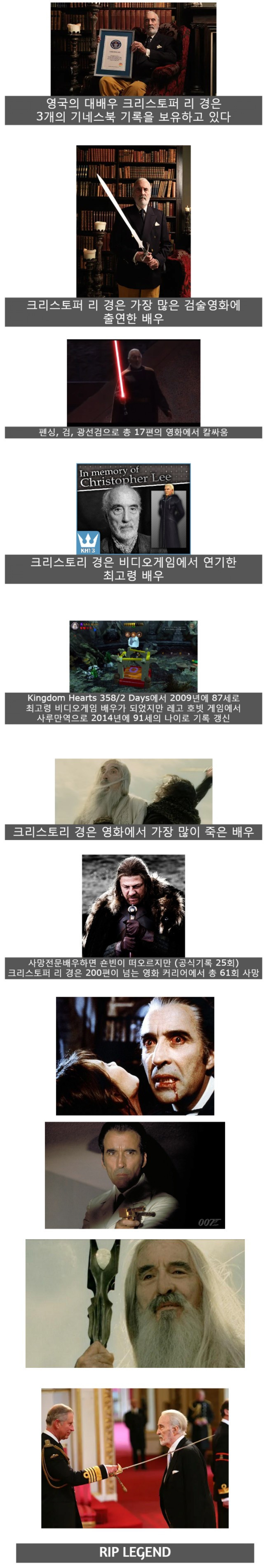 배우 크리스토퍼 리 경이 세운 대기록