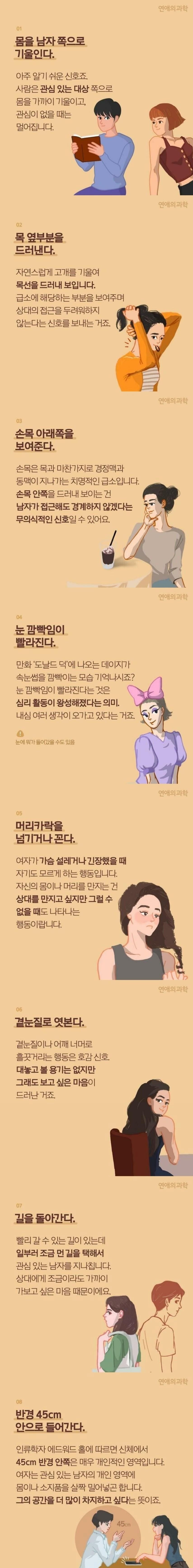 여자가 호감 있을때 행동