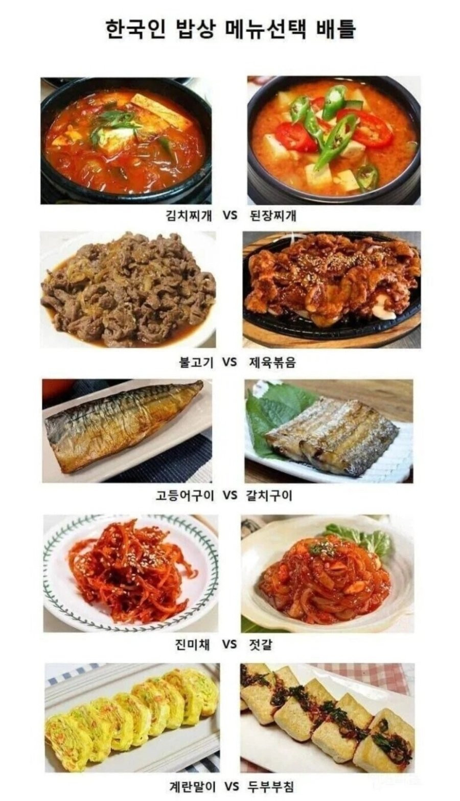 한국인의 밥상 메뉴 선택 배틀