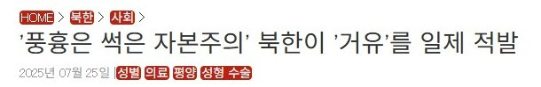 큰 가슴을 단속중이라는 북한 근황